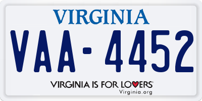 VA license plate VAA4452