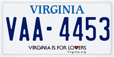 VA license plate VAA4453