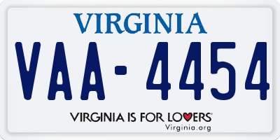 VA license plate VAA4454