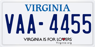 VA license plate VAA4455