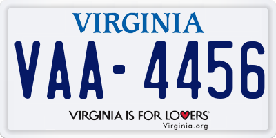 VA license plate VAA4456