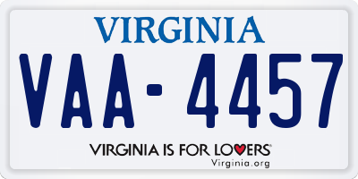 VA license plate VAA4457