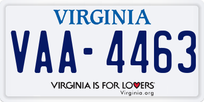 VA license plate VAA4463