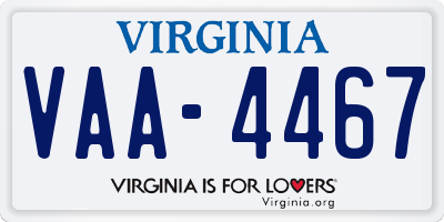 VA license plate VAA4467