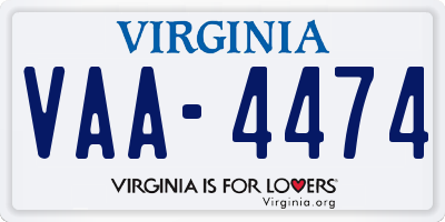 VA license plate VAA4474