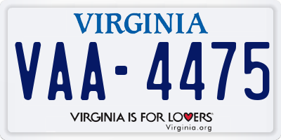 VA license plate VAA4475