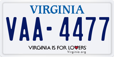 VA license plate VAA4477