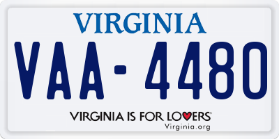 VA license plate VAA4480