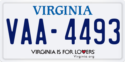 VA license plate VAA4493