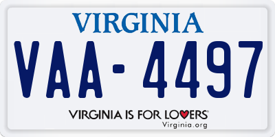 VA license plate VAA4497