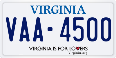 VA license plate VAA4500