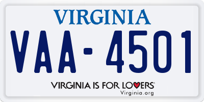 VA license plate VAA4501