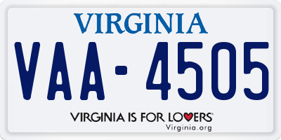 VA license plate VAA4505