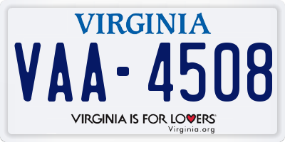 VA license plate VAA4508