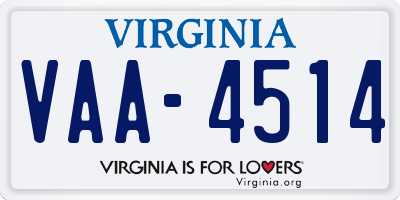 VA license plate VAA4514