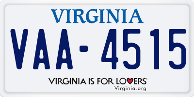 VA license plate VAA4515