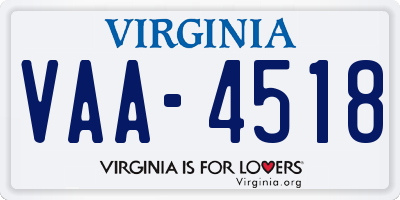 VA license plate VAA4518