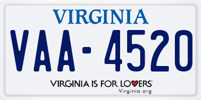 VA license plate VAA4520