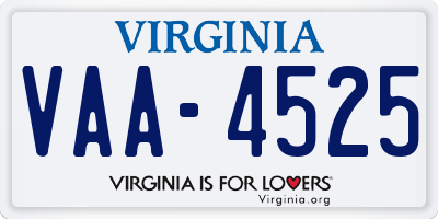 VA license plate VAA4525