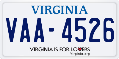 VA license plate VAA4526