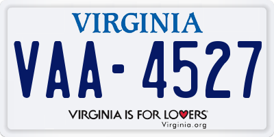 VA license plate VAA4527