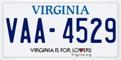 VA license plate VAA4529