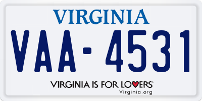 VA license plate VAA4531