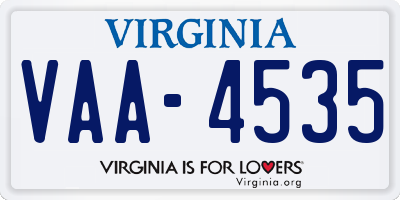 VA license plate VAA4535