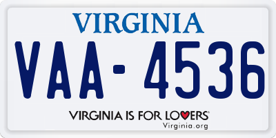 VA license plate VAA4536