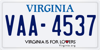 VA license plate VAA4537