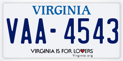 VA license plate VAA4543