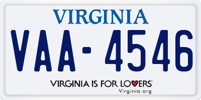 VA license plate VAA4546