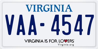 VA license plate VAA4547