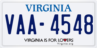VA license plate VAA4548