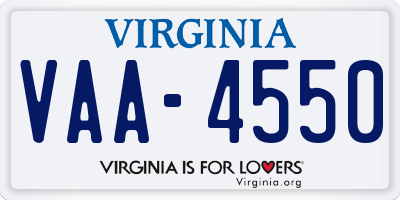 VA license plate VAA4550