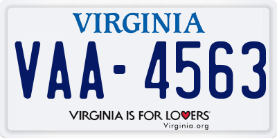 VA license plate VAA4563