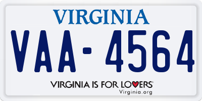 VA license plate VAA4564