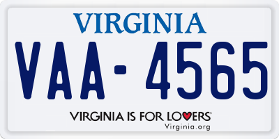 VA license plate VAA4565