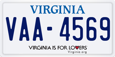 VA license plate VAA4569