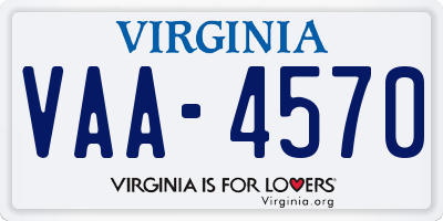 VA license plate VAA4570