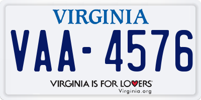 VA license plate VAA4576