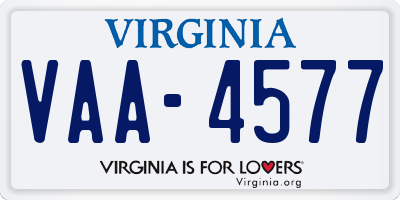 VA license plate VAA4577