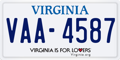 VA license plate VAA4587