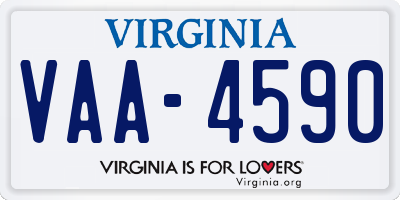 VA license plate VAA4590