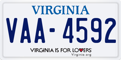 VA license plate VAA4592
