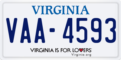 VA license plate VAA4593