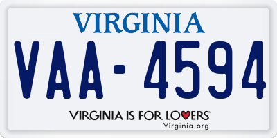 VA license plate VAA4594