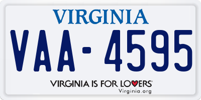 VA license plate VAA4595