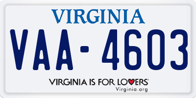 VA license plate VAA4603