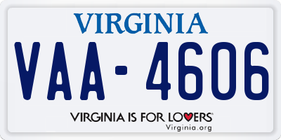 VA license plate VAA4606